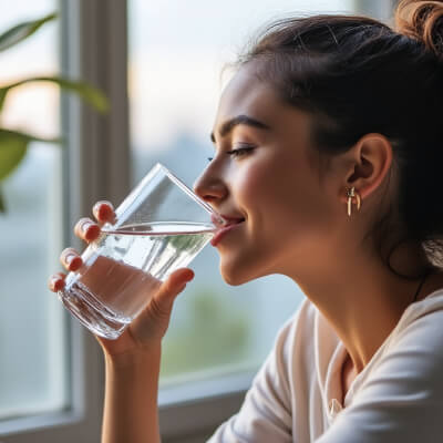 person drinking water